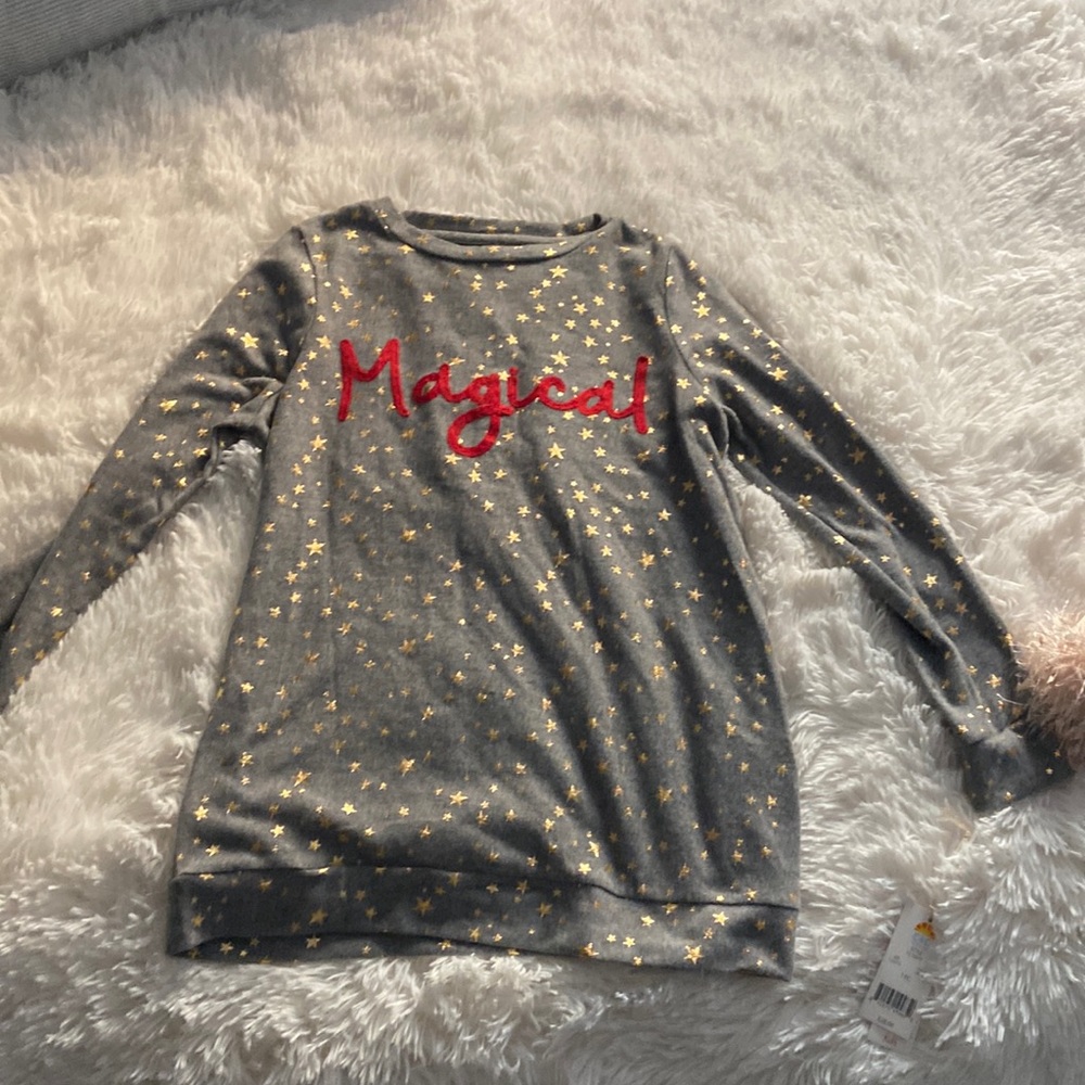 Magical grey long sleeves tshirt with stars